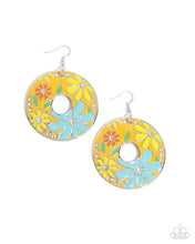 Load image into Gallery viewer, Embroidered Elegance - Yellow Earrings