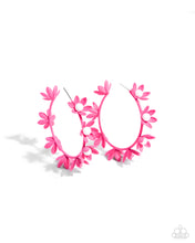 Load image into Gallery viewer, Flower Vine - Pink Hoop Earrings