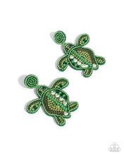 Load image into Gallery viewer, Turtle Tapestry - Green Post Earrings