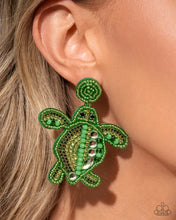 Load image into Gallery viewer, Turtle Tapestry - Green Post Earrings