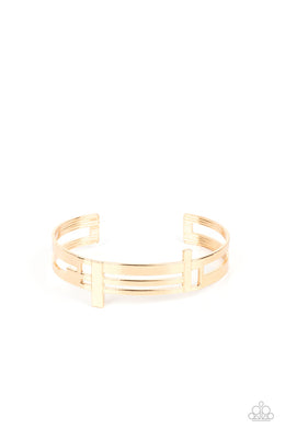 Barred Lines - Gold Cuff Bracelet