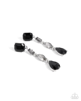 Cascading Class - Black Post Earrings