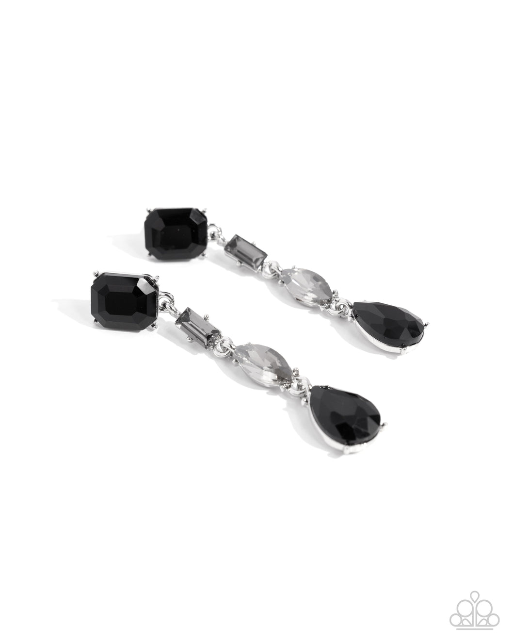 Cascading Class - Black Post Earrings