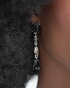 Cascading Class - Black Post Earrings