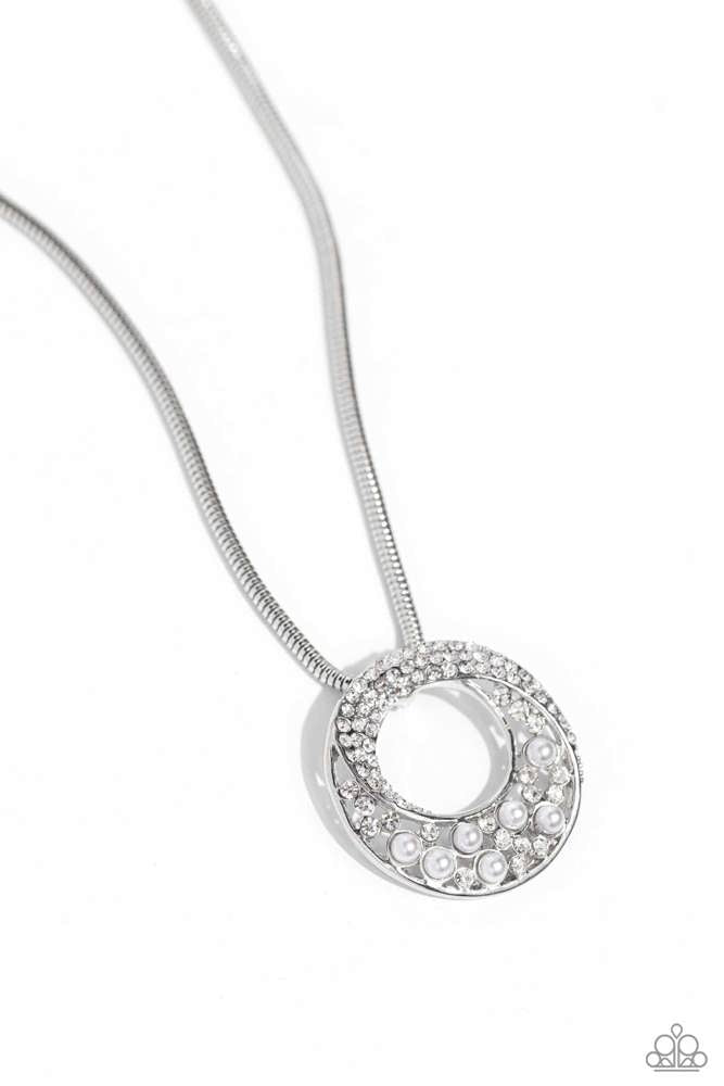 Scintillating Spiral - White Necklace