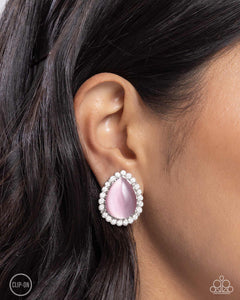 Downright Demure - Pink Clip-On Earrings