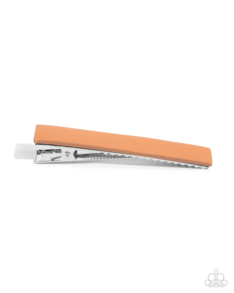 Tough as PLEATHER - Orange Hair Clip