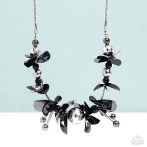 Streamlined Sequins - Black Necklace