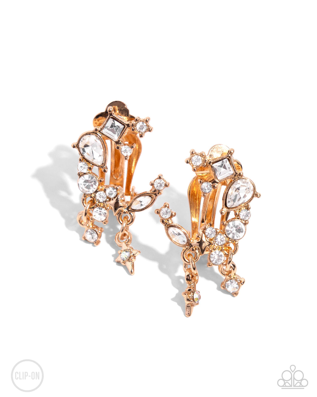 Fantastical Fashion - Gold Clip-On Earrings