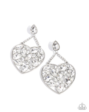 Glittery Gait - White Post Earrings