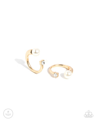 Decade Dance - Gold Double-Sided Post Earrings
