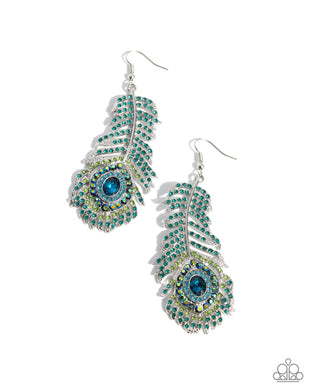 Prized Peacock - Green Earrings