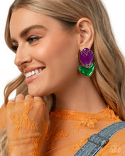 Load image into Gallery viewer, Tulip Triumph - Purple Post Earrings