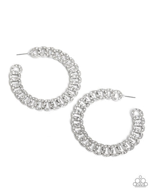 Interlocked Icing - White Hoop Earrings