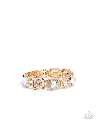 Striking Shimmer - Gold Stretchy Bracelet