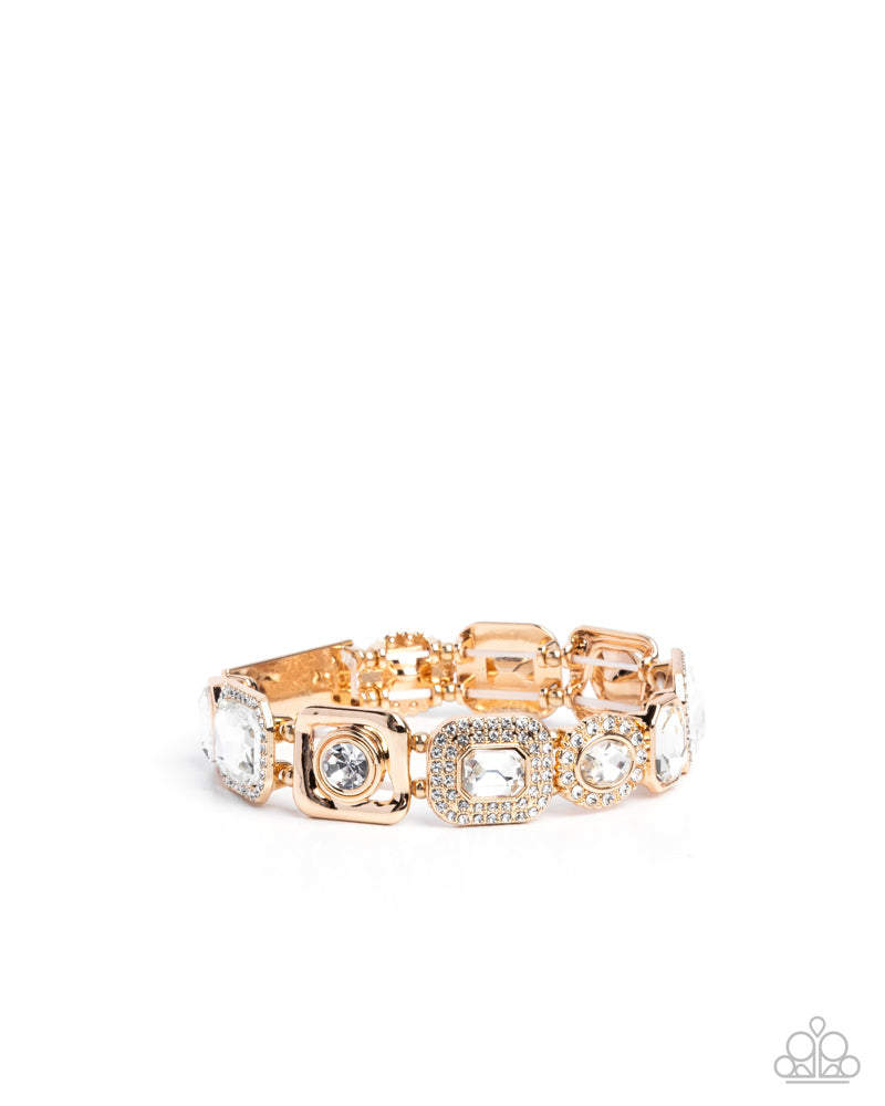 Striking Shimmer - Gold Stretchy Bracelet