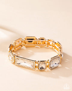 Striking Shimmer - Gold Stretchy Bracelet