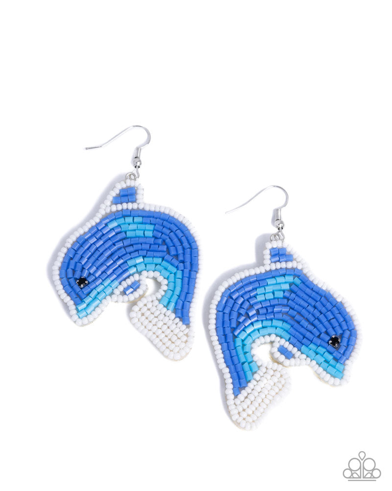 Dynamic Dolphin - Blue Earrings