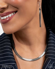 Load image into Gallery viewer, Herringbone Haute - Silver Stainless Steel Choker Necklace