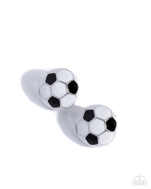 Soccer Symmetry - Black Post Earrings