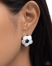 Load image into Gallery viewer, Soccer Symmetry - Black Post Earrings