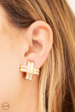Load image into Gallery viewer, Couture Crossover - Gold Clip-On Earrings