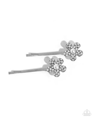 Playfully Perennial - White Bobby Pins