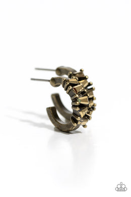Rugged Rockstar - Brass Hoop Earrings