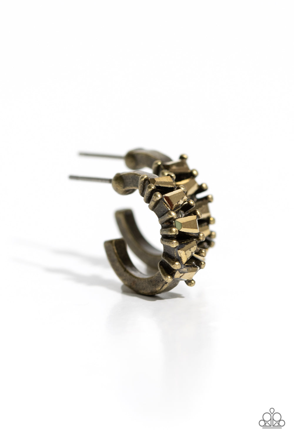 Rugged Rockstar - Brass Hoop Earrings