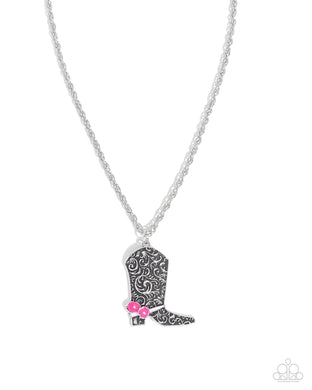 Blazing Boot - Pink Necklace