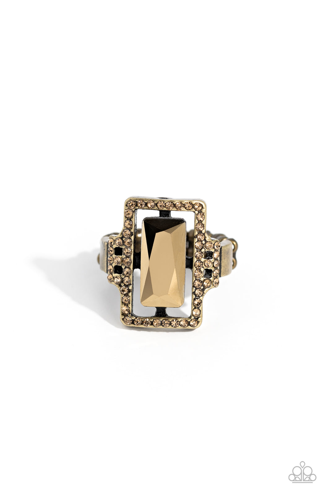 Emerald Elegance - Brass Dainty Ring