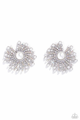 Fancy Fireworks - White Post Earrings