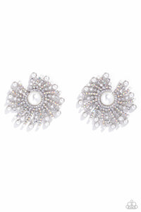 Fancy Fireworks - White Earrings