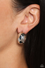 Load image into Gallery viewer, Patterned Past - Silver Hinge Hoop Earrings