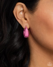 Load image into Gallery viewer, Colorful Curiosity - Pink Hinge Hoop Earrings