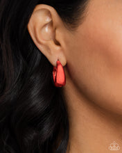 Load image into Gallery viewer, Colorful Curiosity - Red Hinge Hoop Earrings