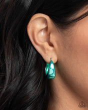 Load image into Gallery viewer, Colorful Curiosity - Green Hoop Earrings