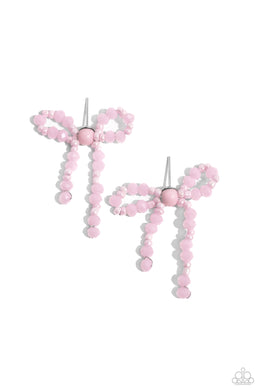 The BOW Must Go On - Pink Post Earrings