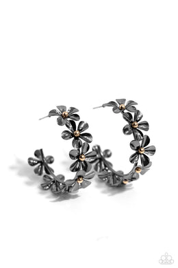 Floral Flamenco - Black Gunmetal Hoop Earrings