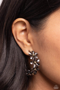 Floral Flamenco - Black Gunmetal Hoop Earrings