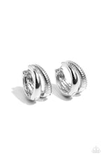 Load image into Gallery viewer, Textured Tremolo - Silver Hinge Hoop Earrings