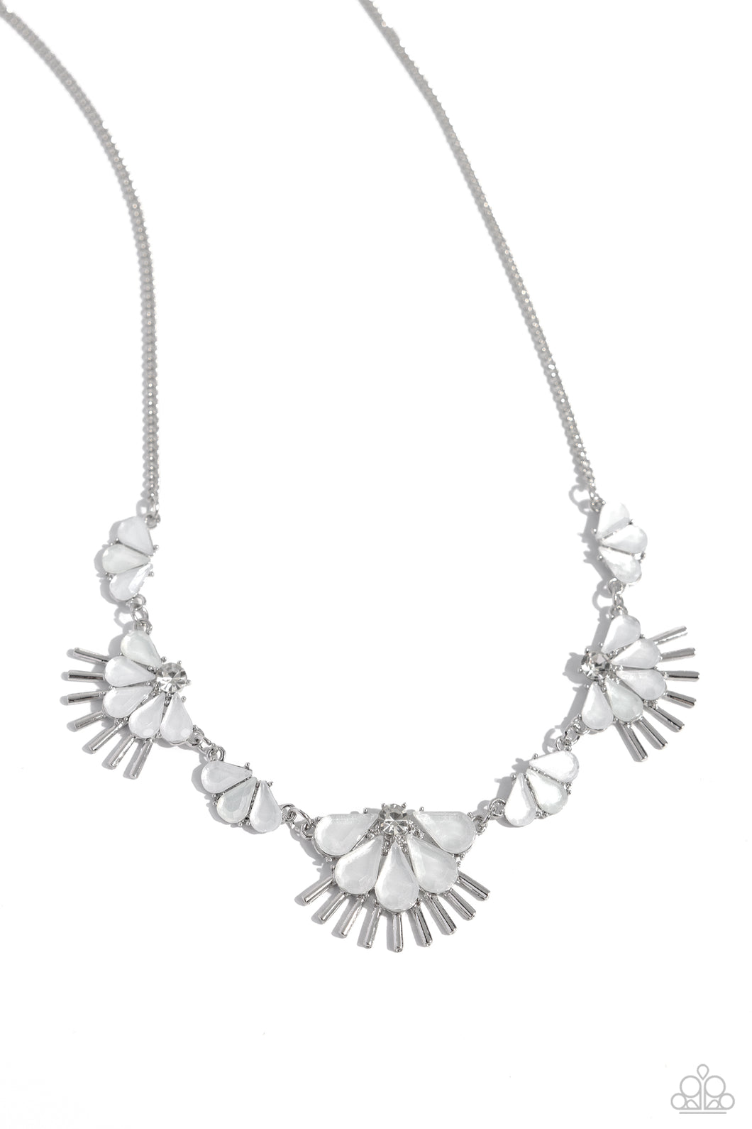 Fluttering Fan - White Necklace