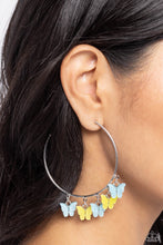 Load image into Gallery viewer, Bemusing Butterflies - Blue Hoop Earrings
