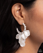 Load image into Gallery viewer, Frilly Feature - White Hoop Earrings