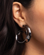 Load image into Gallery viewer, Curly Cadence - Black Gunmetal Hoop Earrings
