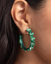 Load image into Gallery viewer, Fashionable Flower Crown - Green Hoop Earrings