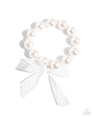 Girly Glam - White Stretchy Bracelet