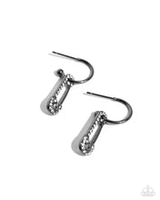 Load image into Gallery viewer, Safety Pin Sentiment - Black Gunmetal Hoop Earrings