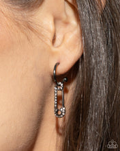 Load image into Gallery viewer, Safety Pin Sentiment - Black Gunmetal Hoop Earrings