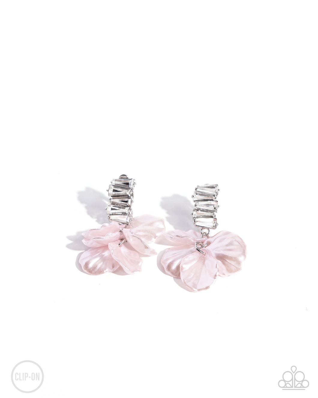 Stacked Sprigs - Pink Clip-On Earrings